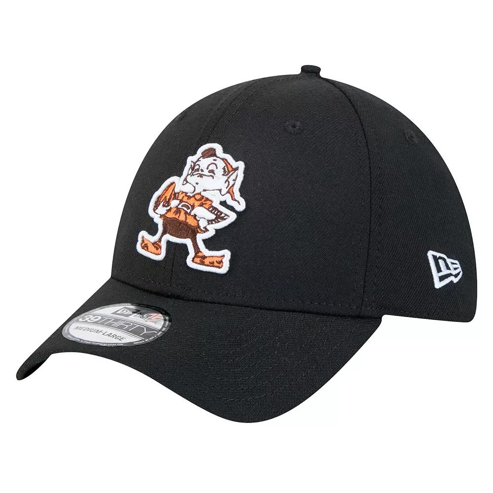 Men's New Era Black Cleveland Browns Throwback Main 39THIRTY Flex Hat,  Product Image