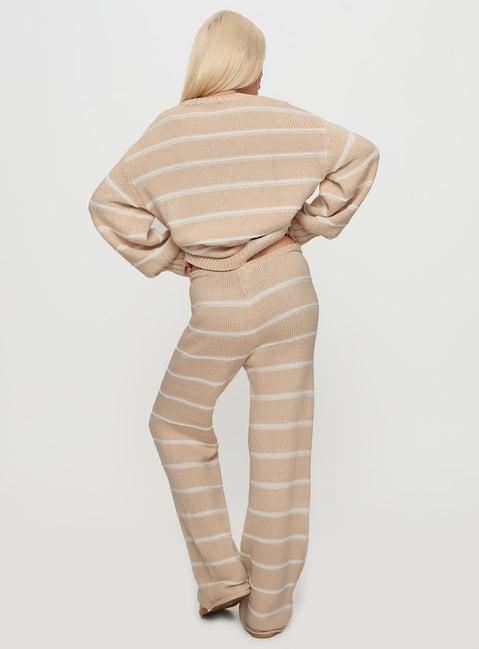 Read Your Mind Knit Pant Cream Stripe Product Image