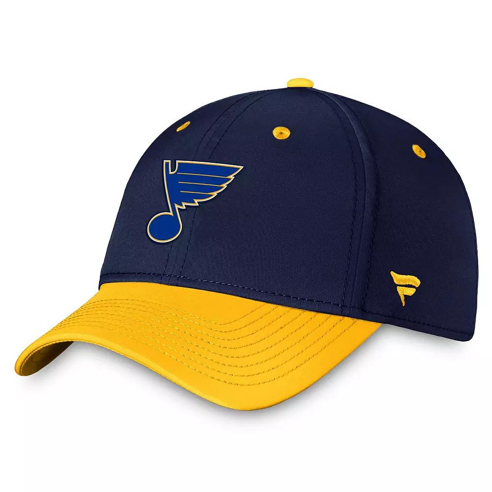 Men's Fanatics Branded  Navy/Gold St. Louis Blues Authentic Pro Rink Two-Tone Flex Hat, Size: Small/Medium Product Image