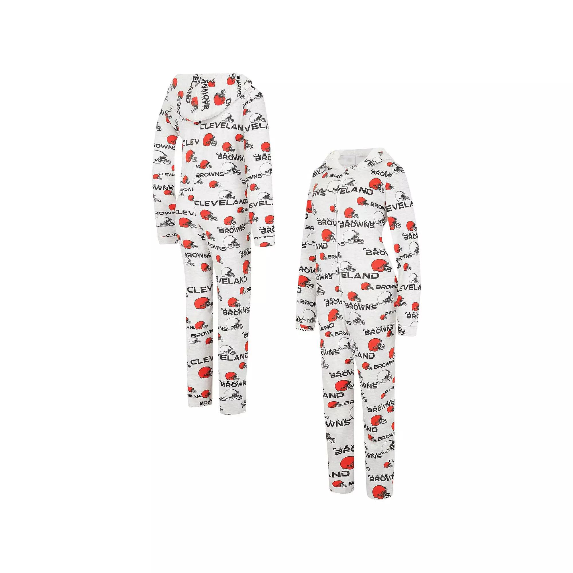 Women's Concepts Sport Cream Cleveland Browns Docket Hoodie Full-Zip Union Suit,  Product Image