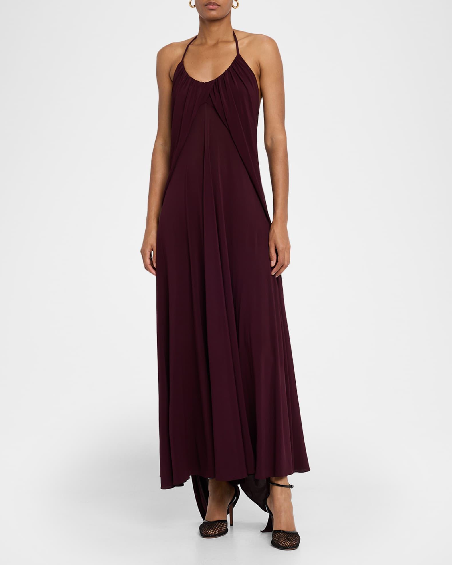 Draped Halter Backless Gown Product Image