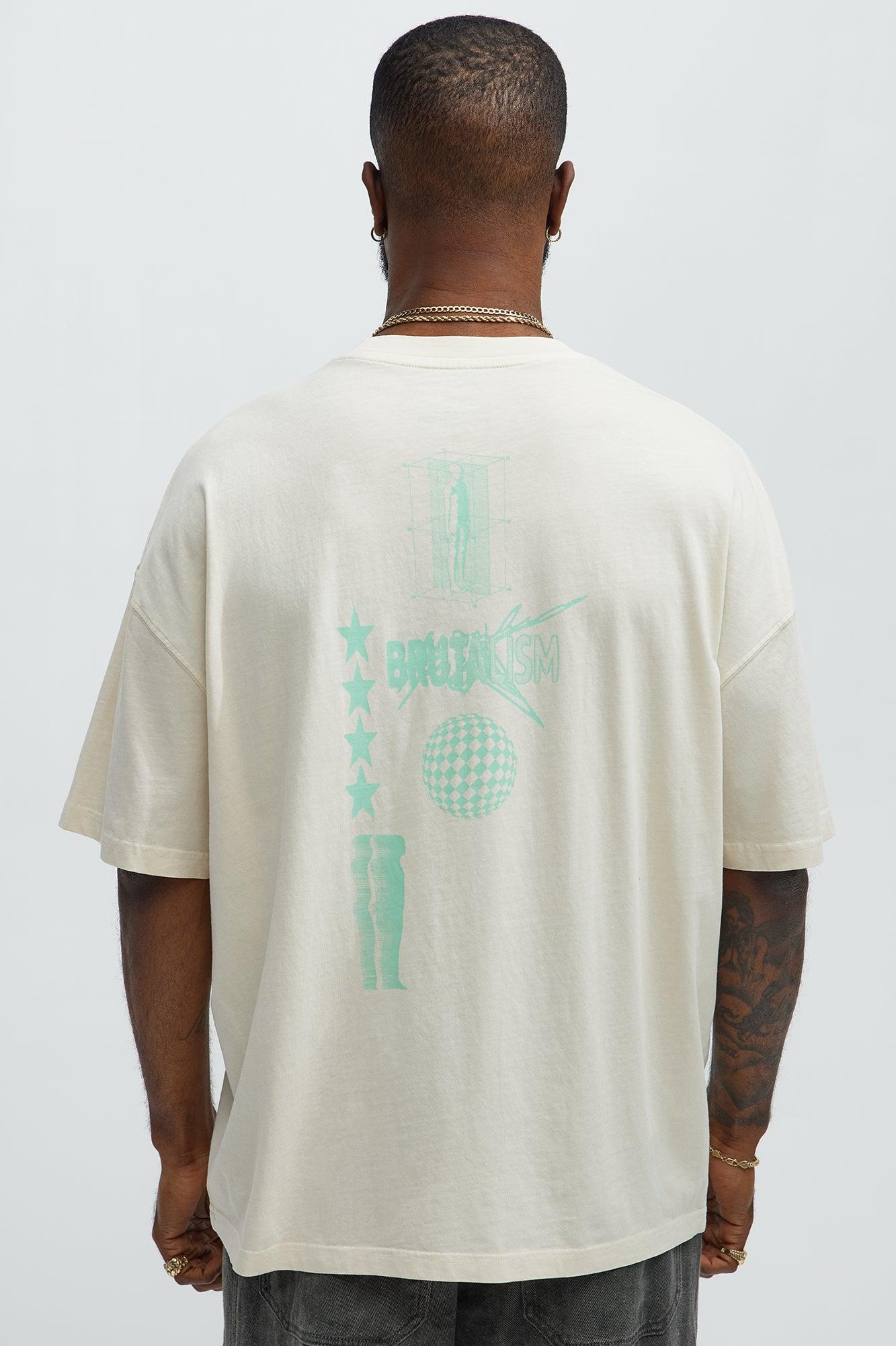 Brutalism Oversized Short Sleeve Tee - Cream Male Product Image
