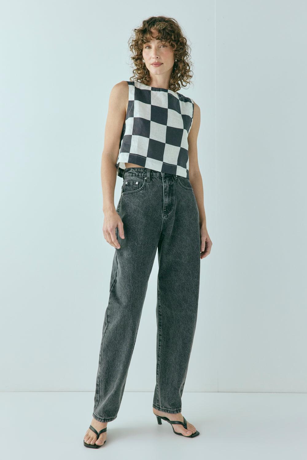 Naya Linen Top Check Product Image