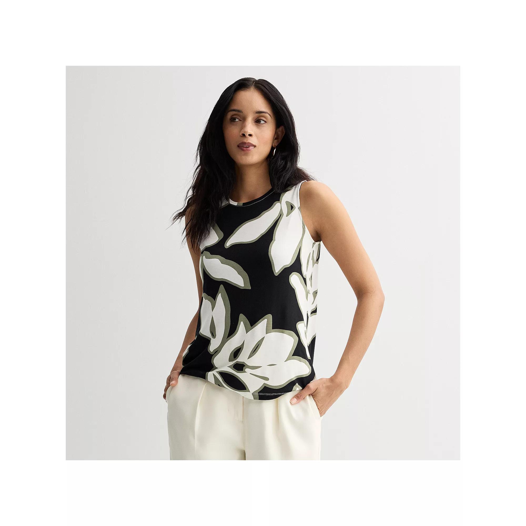 Nine West Essential Easy High-Neck Tank Top, Women's, Size: Small, Black Leaf Product Image