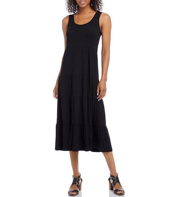 Karen Kane Scoop Neck Sleeveless Tiered Midi Dress Product Image