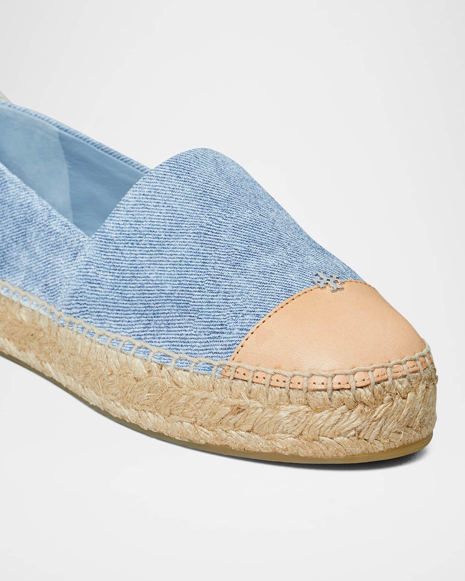 Bicolor Denim Ankle-Wrap Espadrilles Product Image