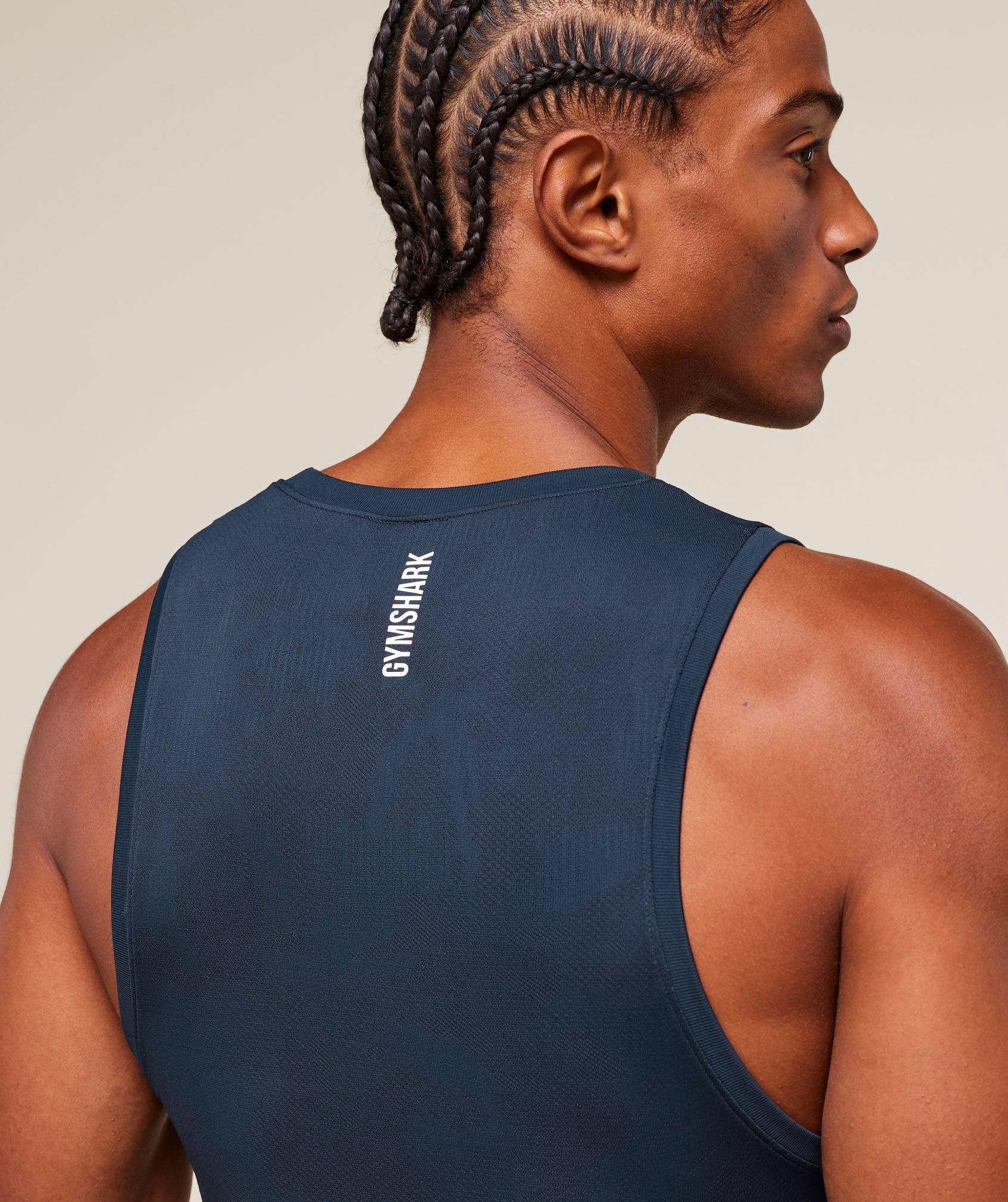 Gymshark Geo Seamless Tank - Navy/Heavy Blue Male Product Image