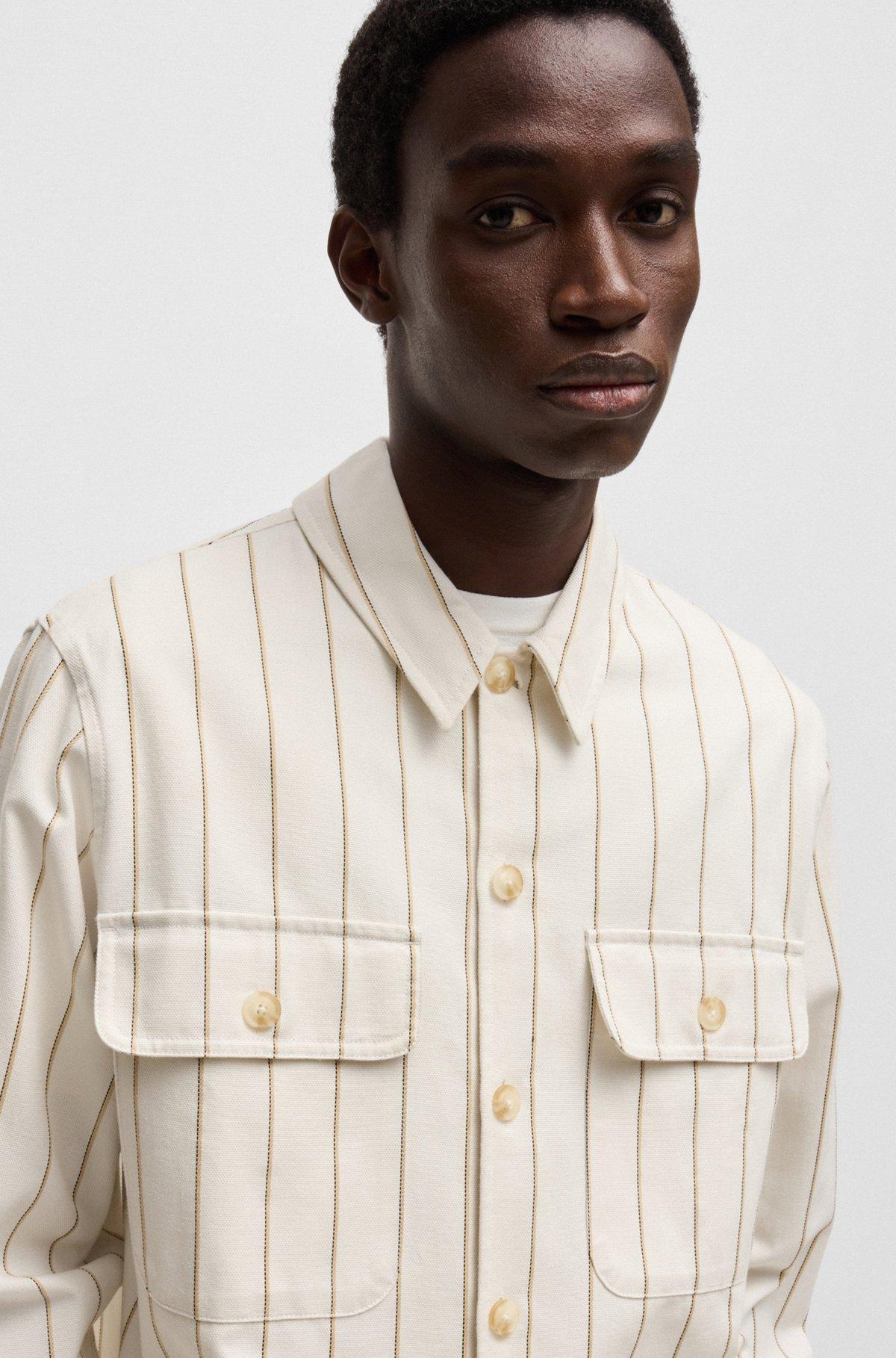 Oversize-fit overshirt in striped Oxford cotton Product Image