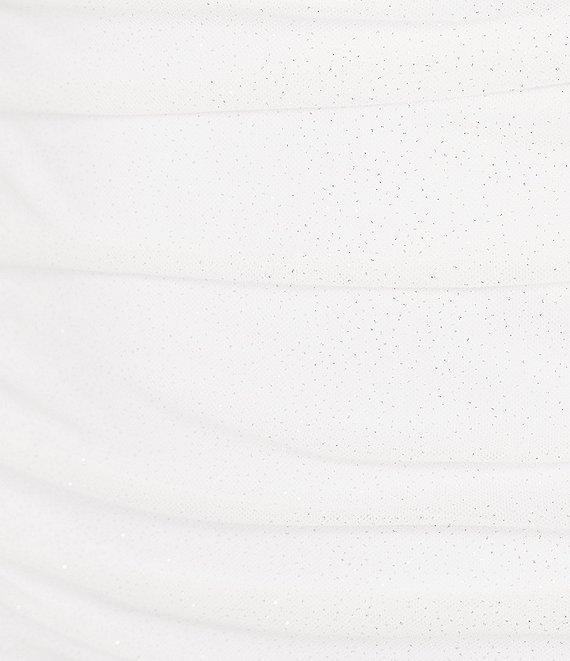 Next Up Glitter V-Neck Long Sleeve Twist Back Shirred Bodycon Dress Product Image