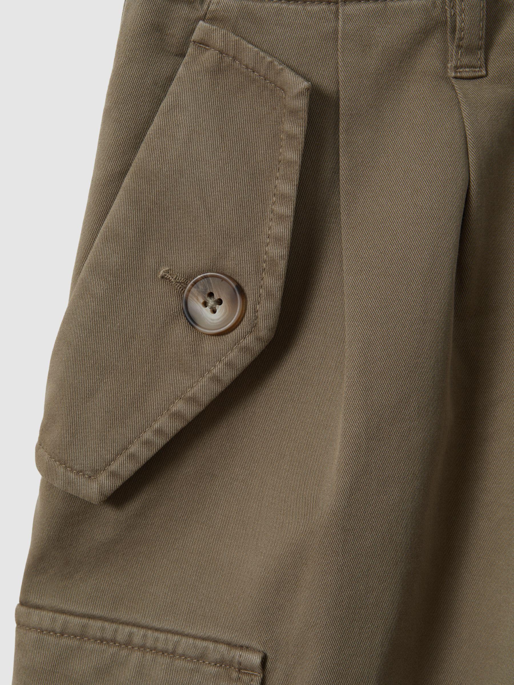 Cotton Blend Tapered Combat Trousers in Khaki Product Image