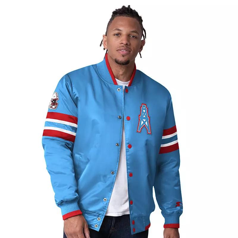 Men's Starter Light Blue Houston Oilers Gridiron Classics Vintage Logo Scout I Full-Snap Varsity Jacket,  Product Image