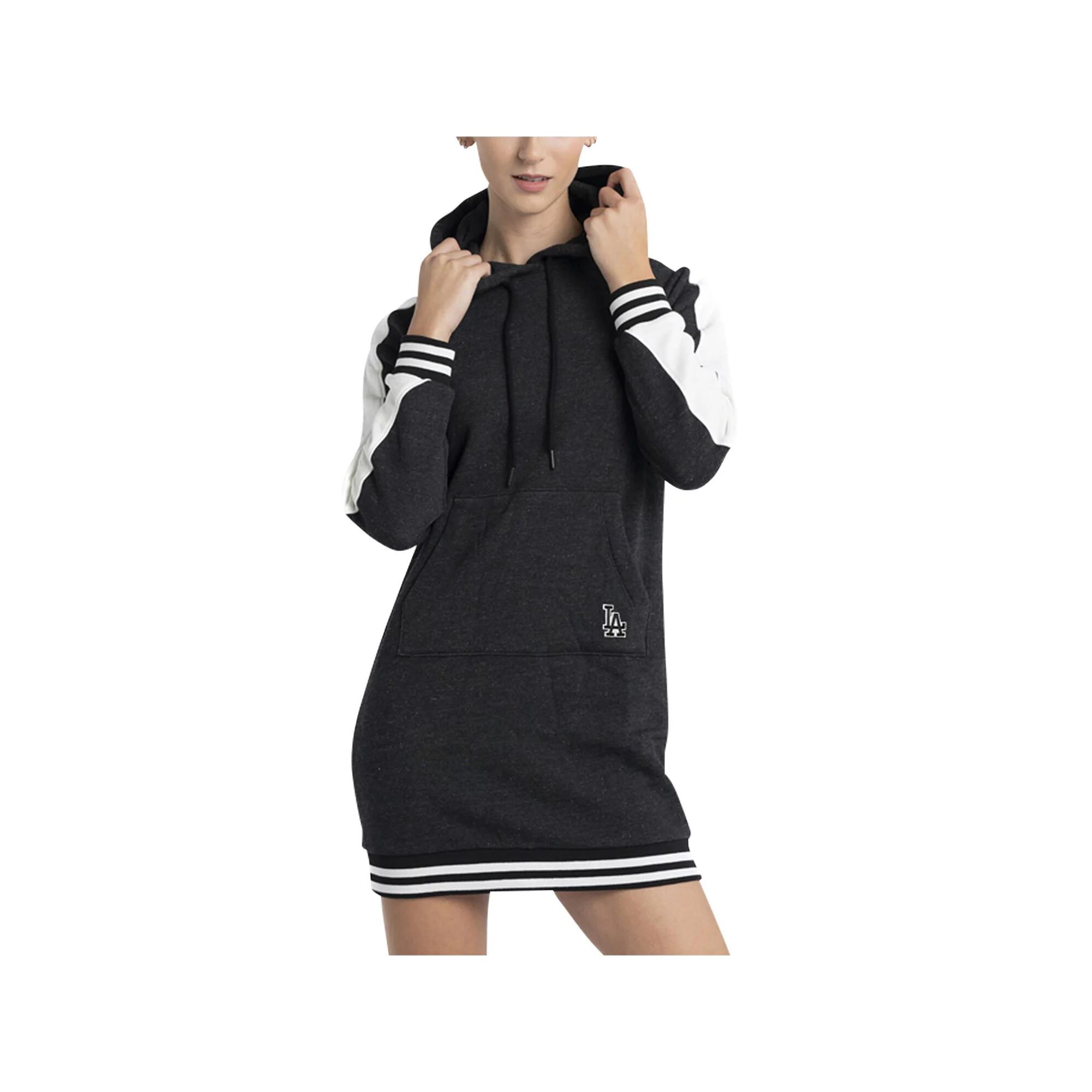 Women's Lusso Black Los Angeles Dodgers Mara Tri-Blend Hoodie Dress, Size: 2XL Product Image