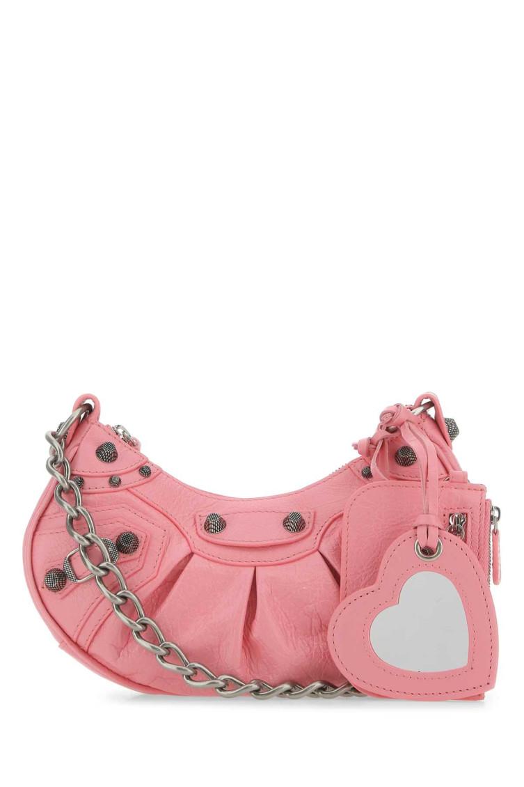 BALENCIAGA Women Pink Nappa Leather Le Cagole Xs Crossbody Bag Product Image