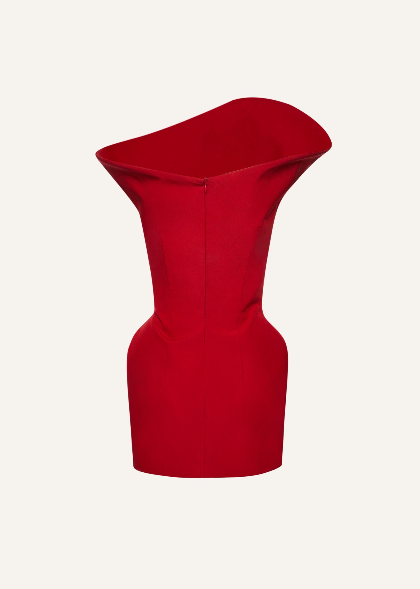 Sculpted cotton mini dress in red Product Image