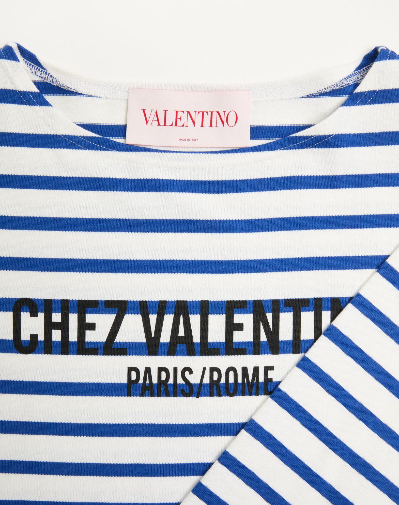 Long-Sleeved Cotton T-Shirt With Chez Valentino Print Product Image