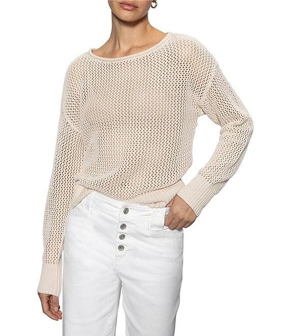Sanctuary Open Knit Crew Neck Long Sleeve Sweater Product Image