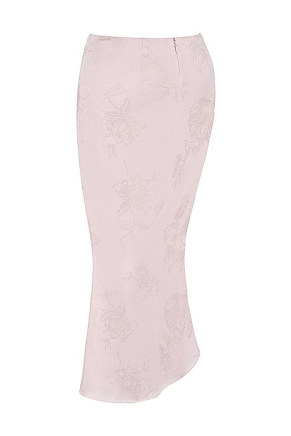 Luisette  pink metallic floral satin midi skirt Product Image