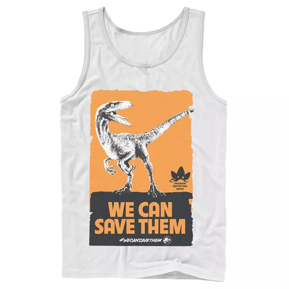 Men's Jurassic World We Can Save Them Poster Tank Top,  Product Image