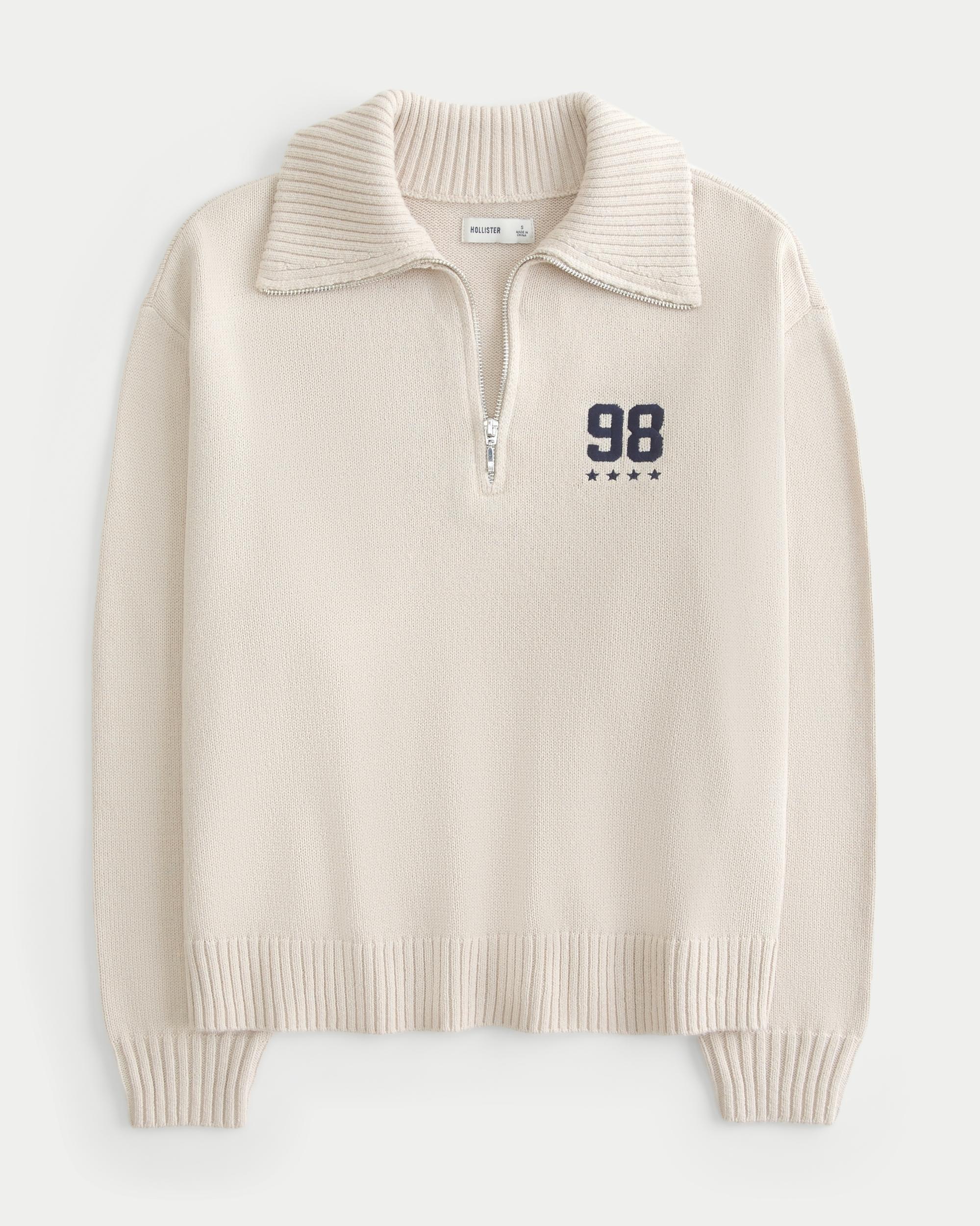 Oversized Half-Zip Graphic Sweater Product Image