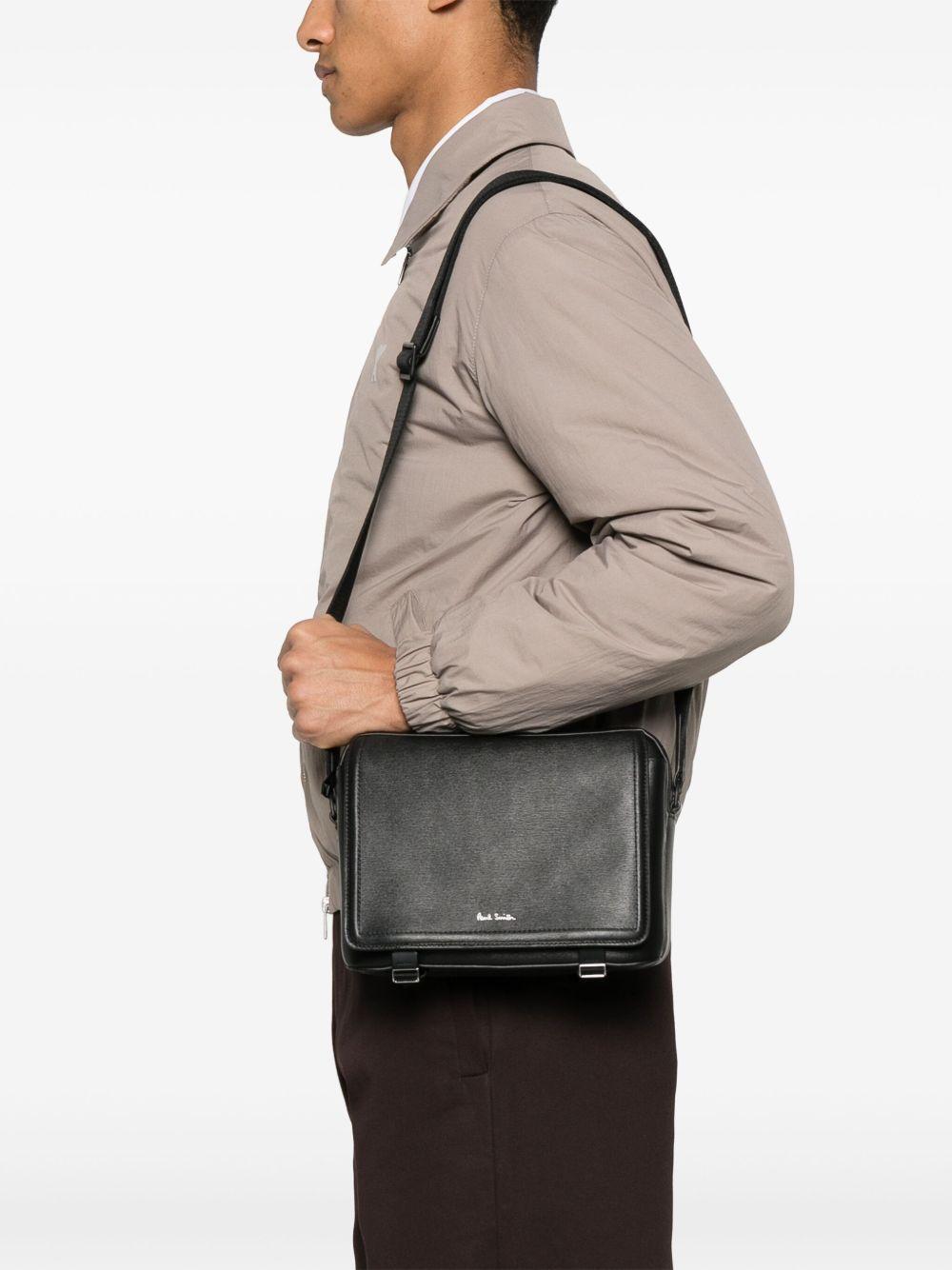 embossed-leather messenger bag Product Image