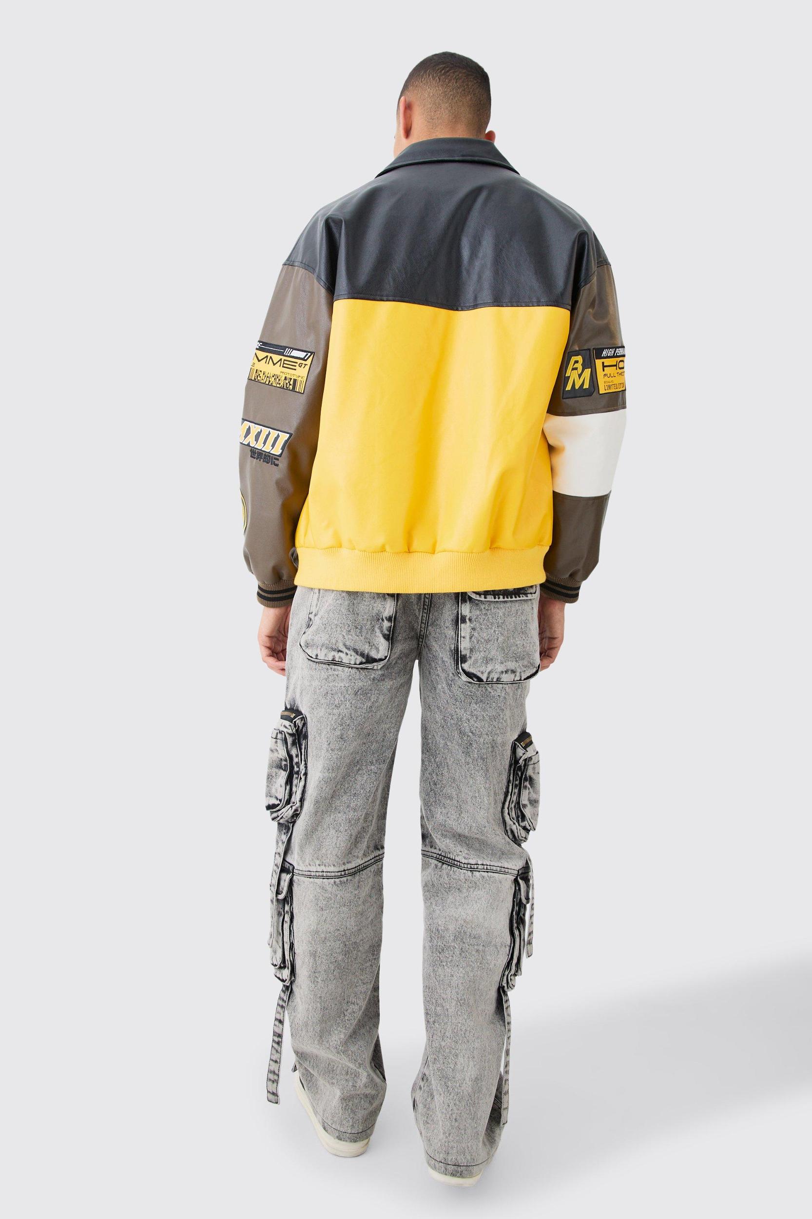 Baggy Rigid Multi Cargo Pocket Strap Detail Acid Wash Jeans | boohooMAN USA Product Image