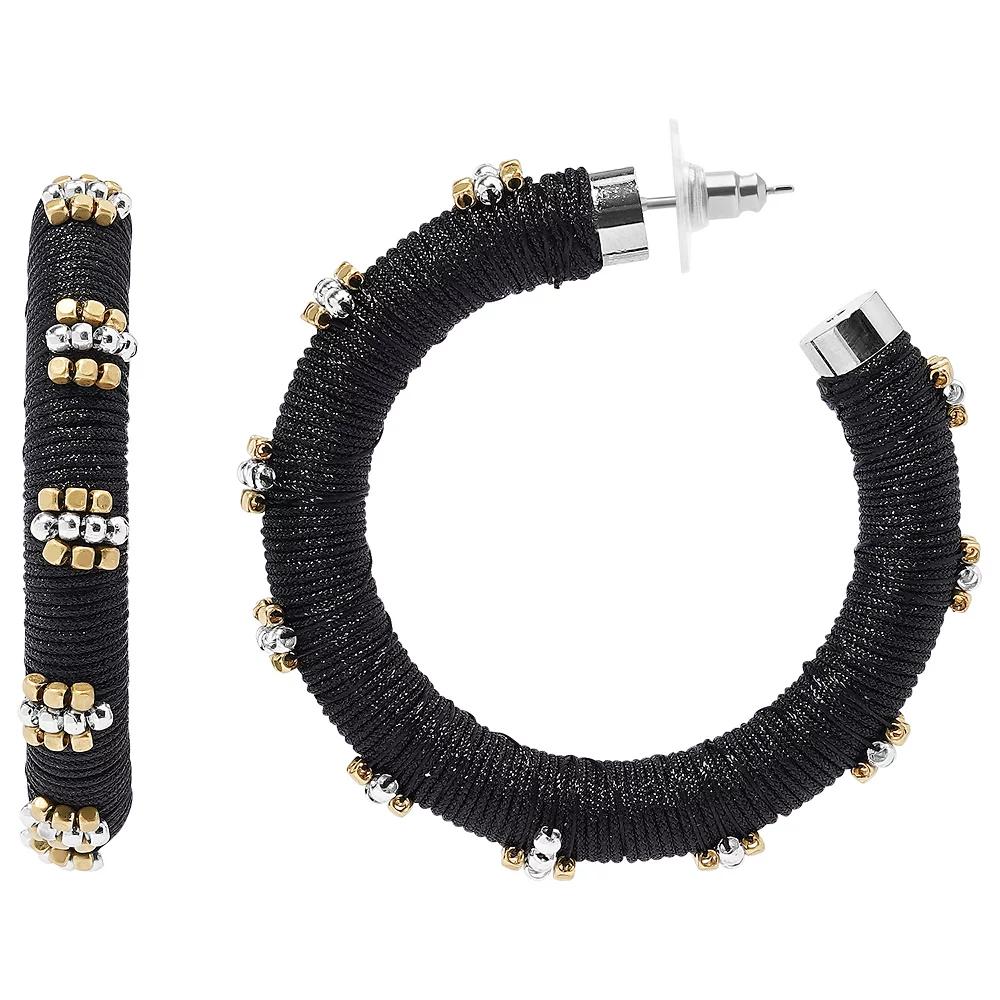 Sonoma Goods For Life® Two Tone Thread Wrap Beads J-Hoop Earrings, Women's, None Product Image
