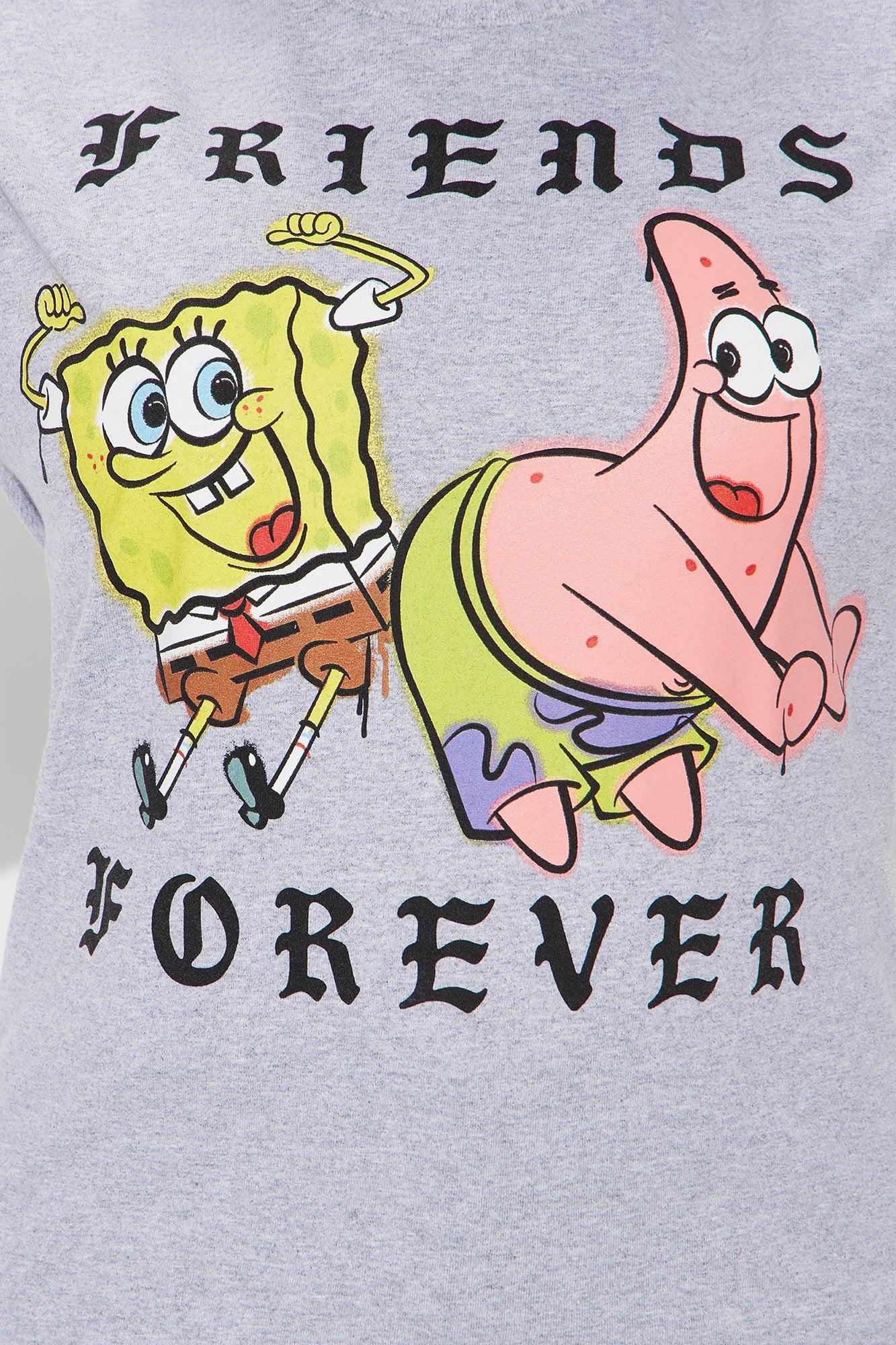 Spongebob & Patrick Forever Oversized Tee - Heather Grey Product Image