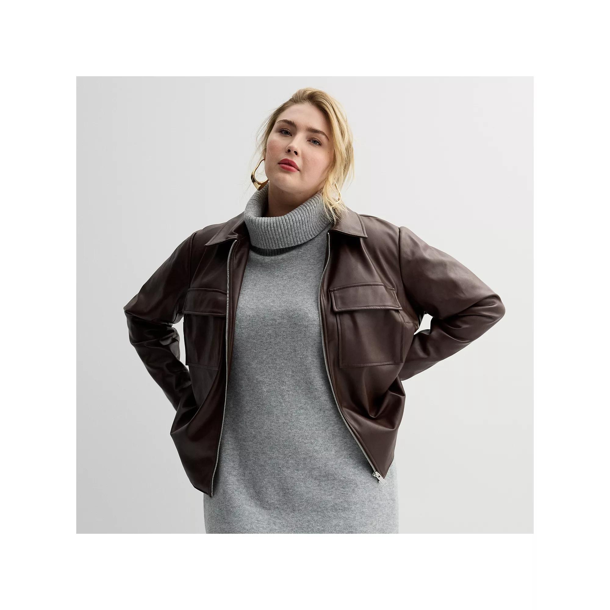 Plus Size Nine West Patch Pocket Cropped Jacket, Women's, Size: 2XL, Laveda Purple Product Image