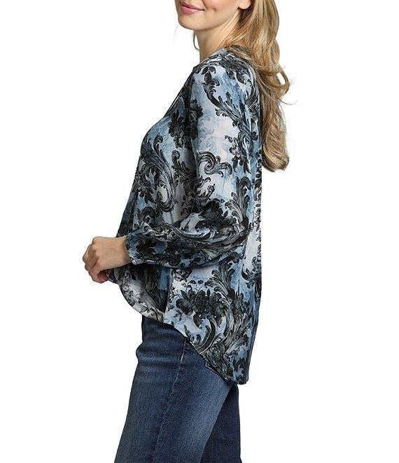 APNY Watercolor Collared Long Sleeve Crossover Top Product Image
