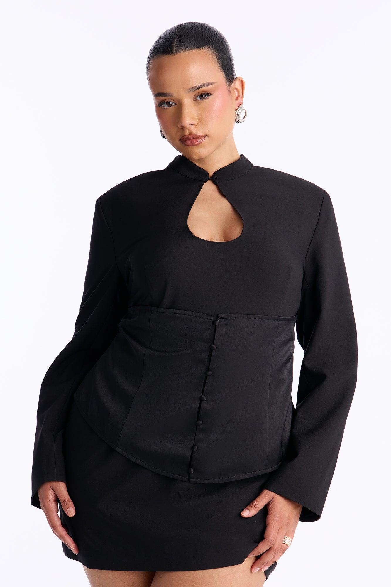You Better Work Long Sleeve Mini Dress - Black Female Product Image