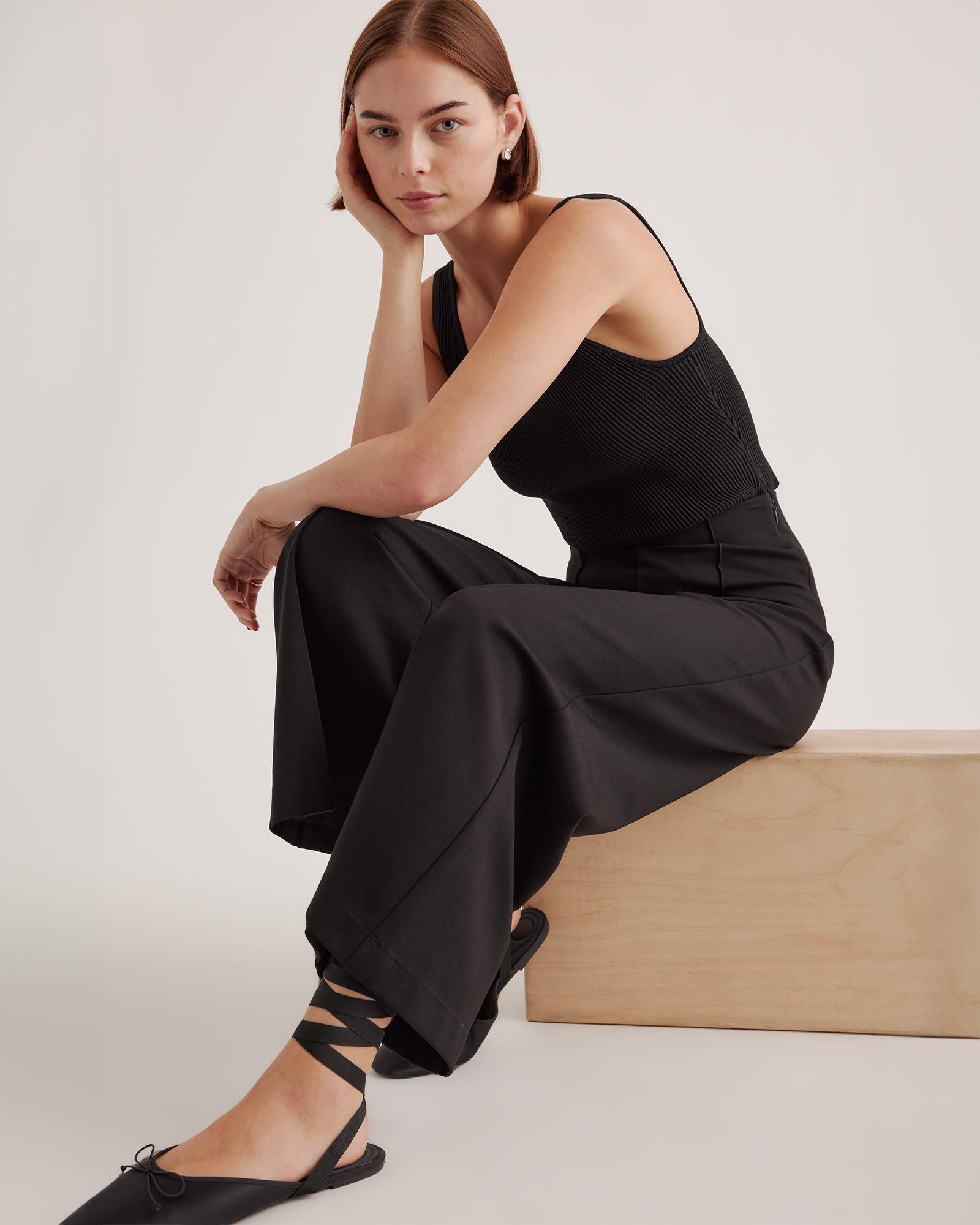 Quince | Women's Ultra-Stretch Ponte Super Wide Leg Ankle Pants Size XS, Rayon Product Image