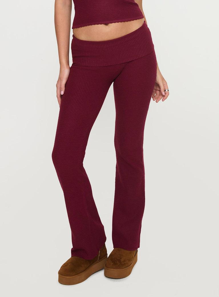 Closed Eyes Flared Pants Maroon Product Image