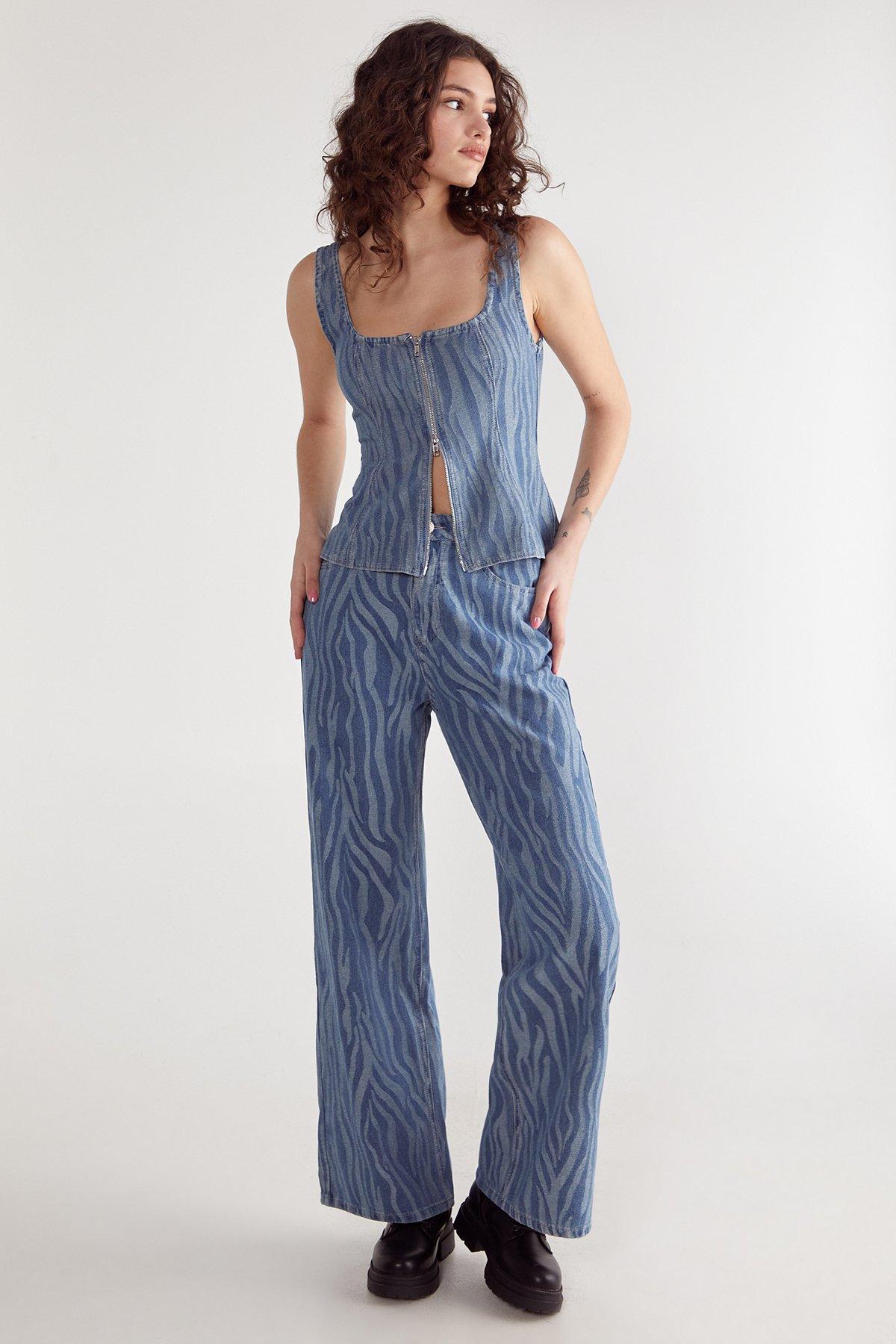 Zebra Denim Corset Top Product Image