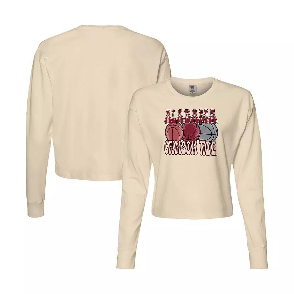 Women's Natural Alabama Crimson Tide Comfort Colors Basketball Cropped Long Sleeve T-Shirt,  Product Image