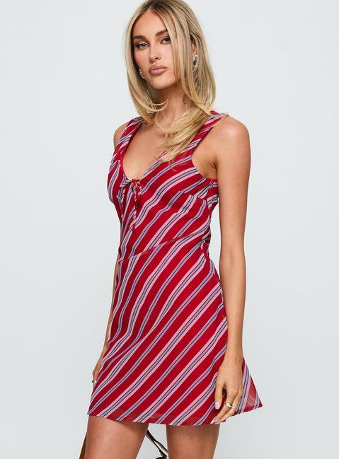 Nadiah Mini Dress Red Stripe Product Image