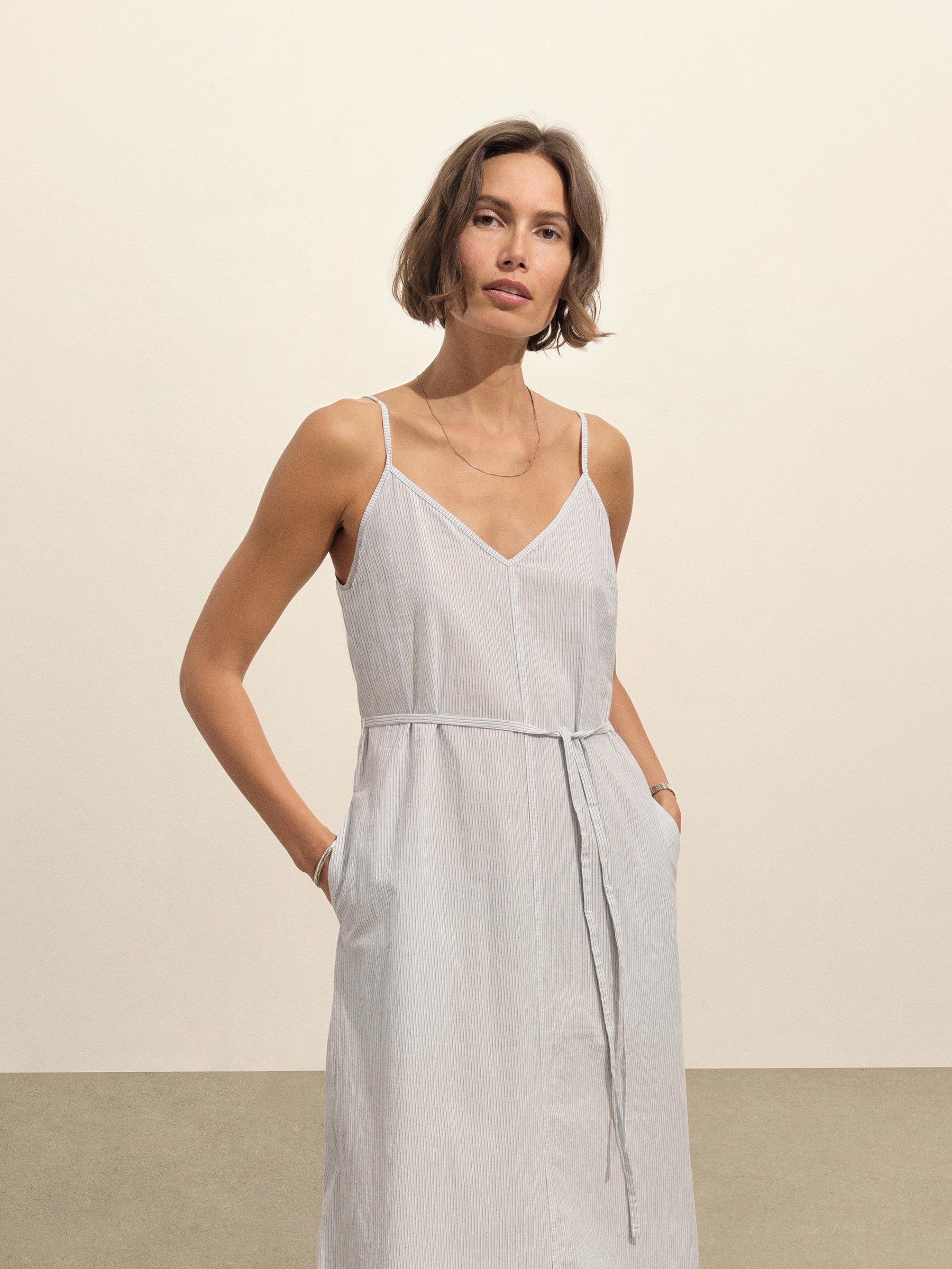 Pebble Beach Stripe Mainstay Cotton Maxi Slip Dress Product Image