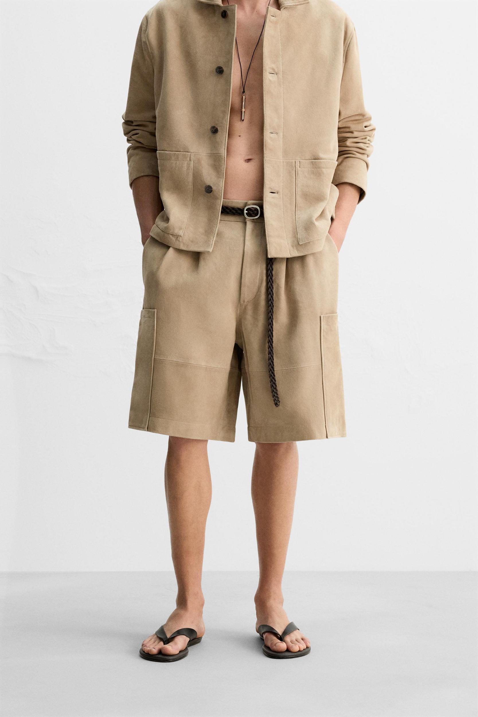 SUEDE CARGO SHORTS Product Image