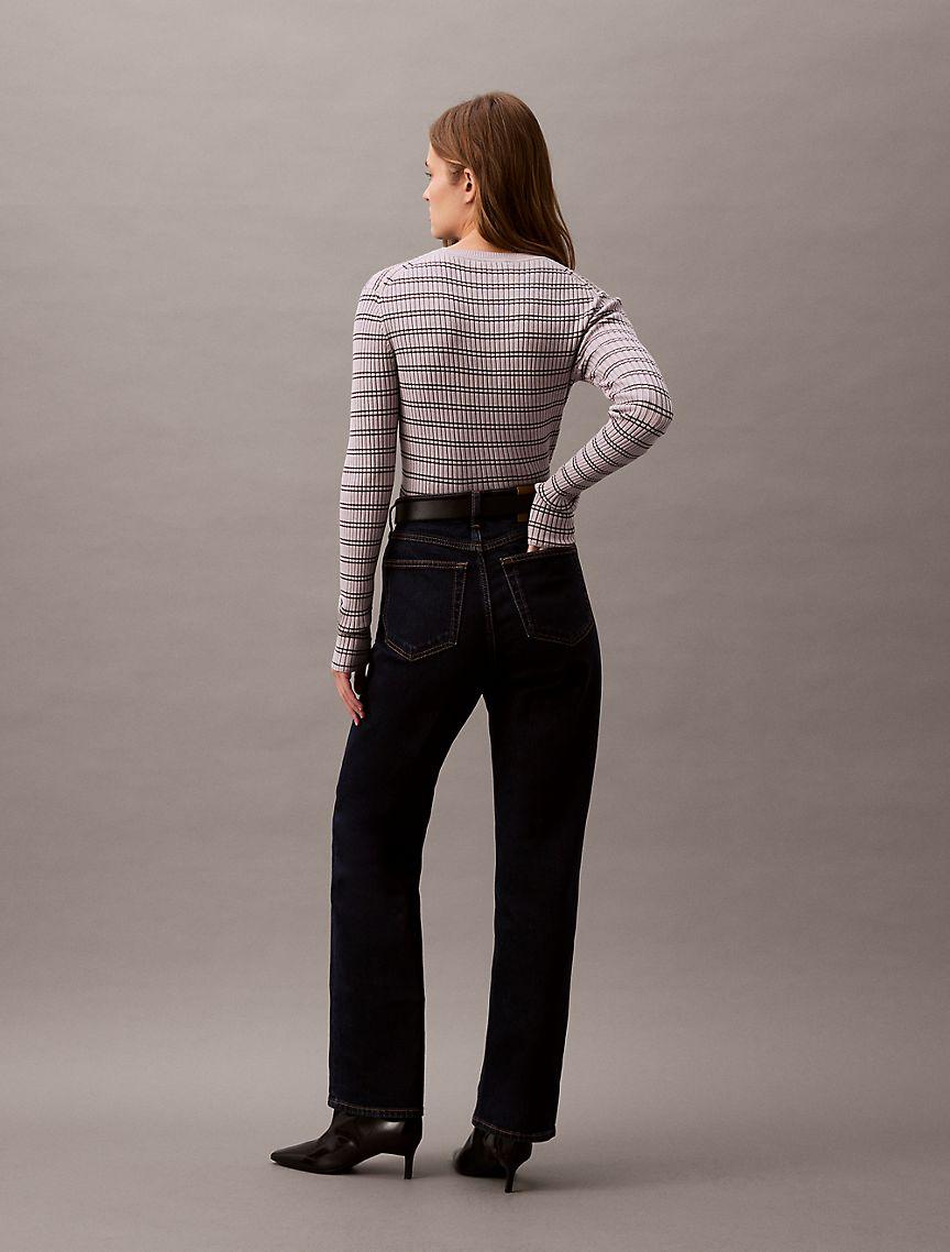 Smooth Cotton Rib Stripe Sweater Product Image