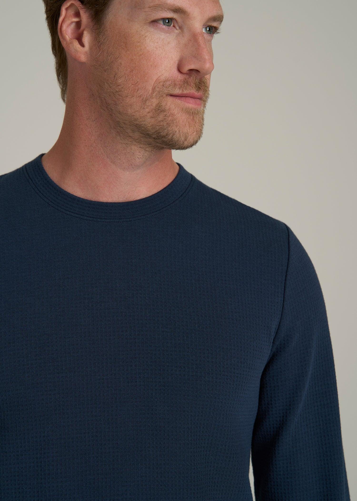 Cloud Knit Waffle Long Sleeve for Tall Men in Navy Blue Male Product Image