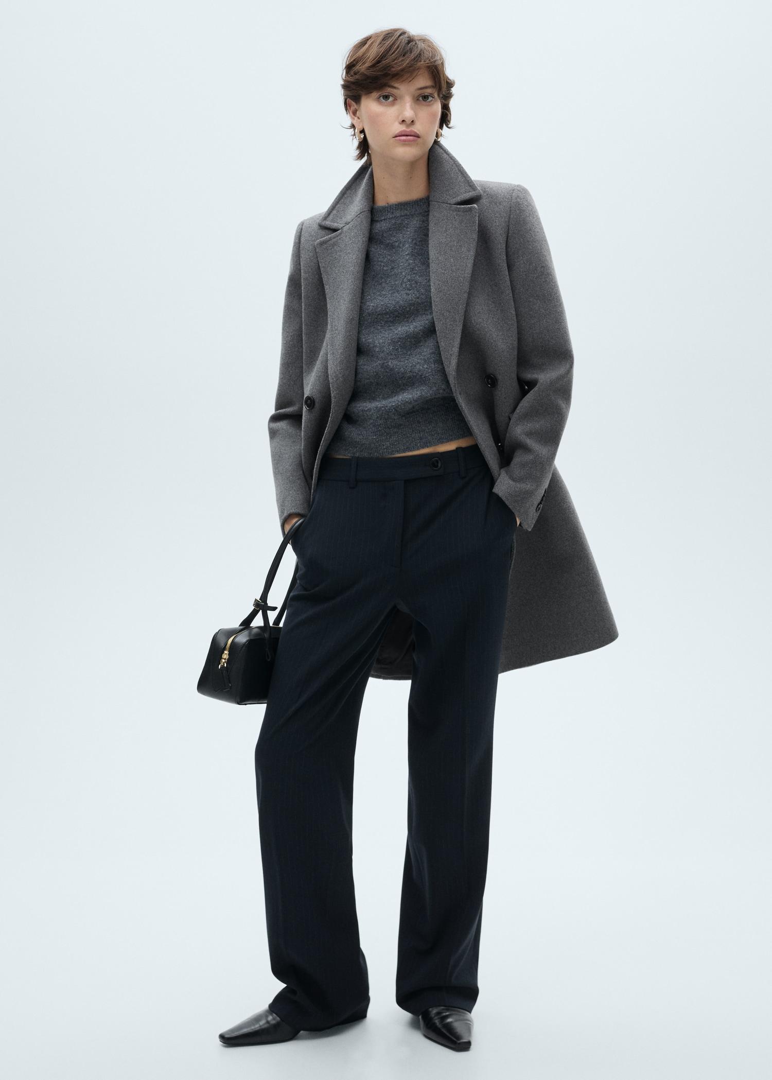 Double-breasted wool midi coat - Women | MANGO USA Product Image