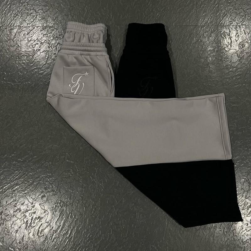 Hiphop Double Waistband Design With Star Embroidery Sweatpants Product Image