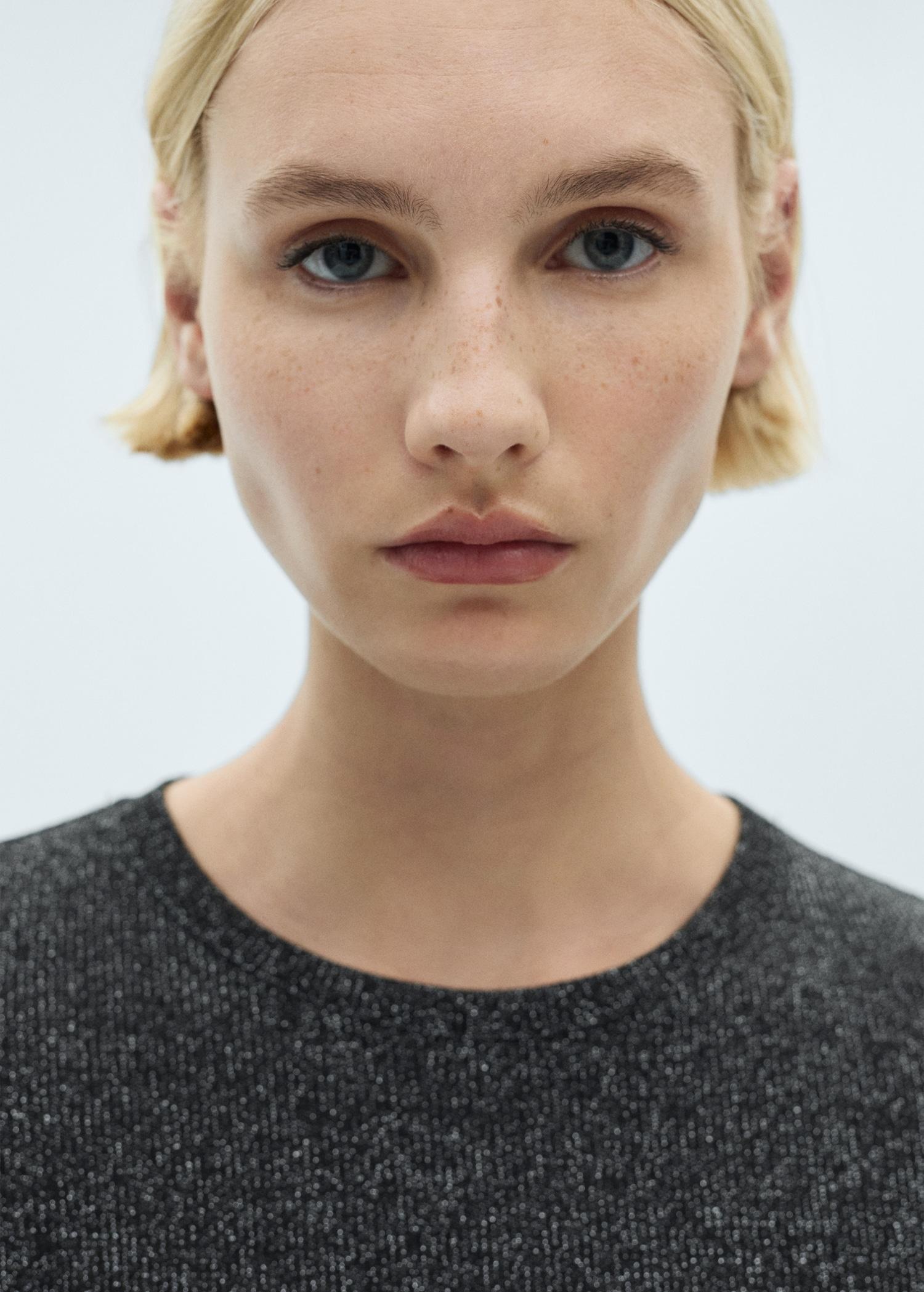 Lurex knitted t-shirt - Women | MANGO USA Product Image