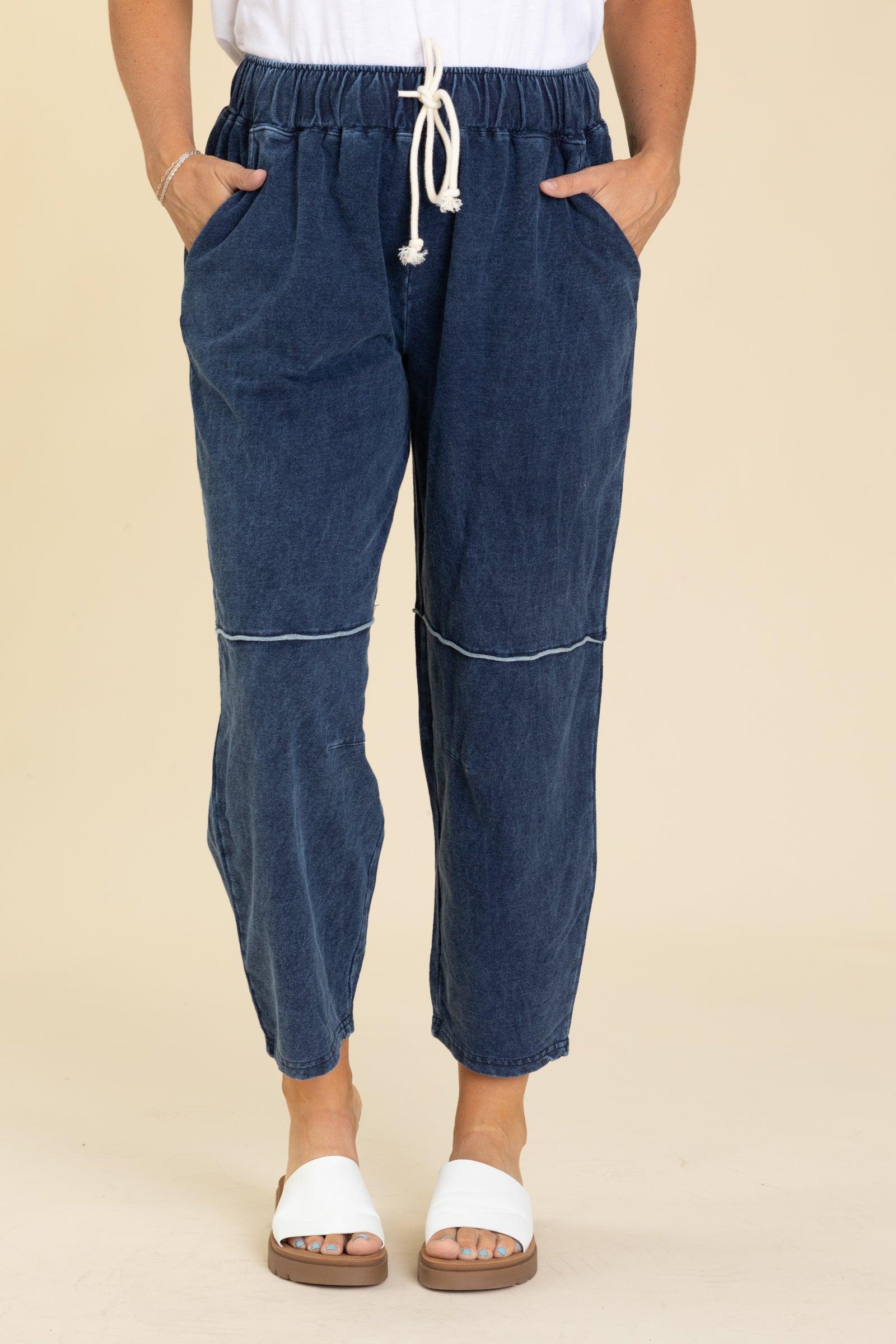 Cotton Blend Mineral Wash Crop Pant Product Image