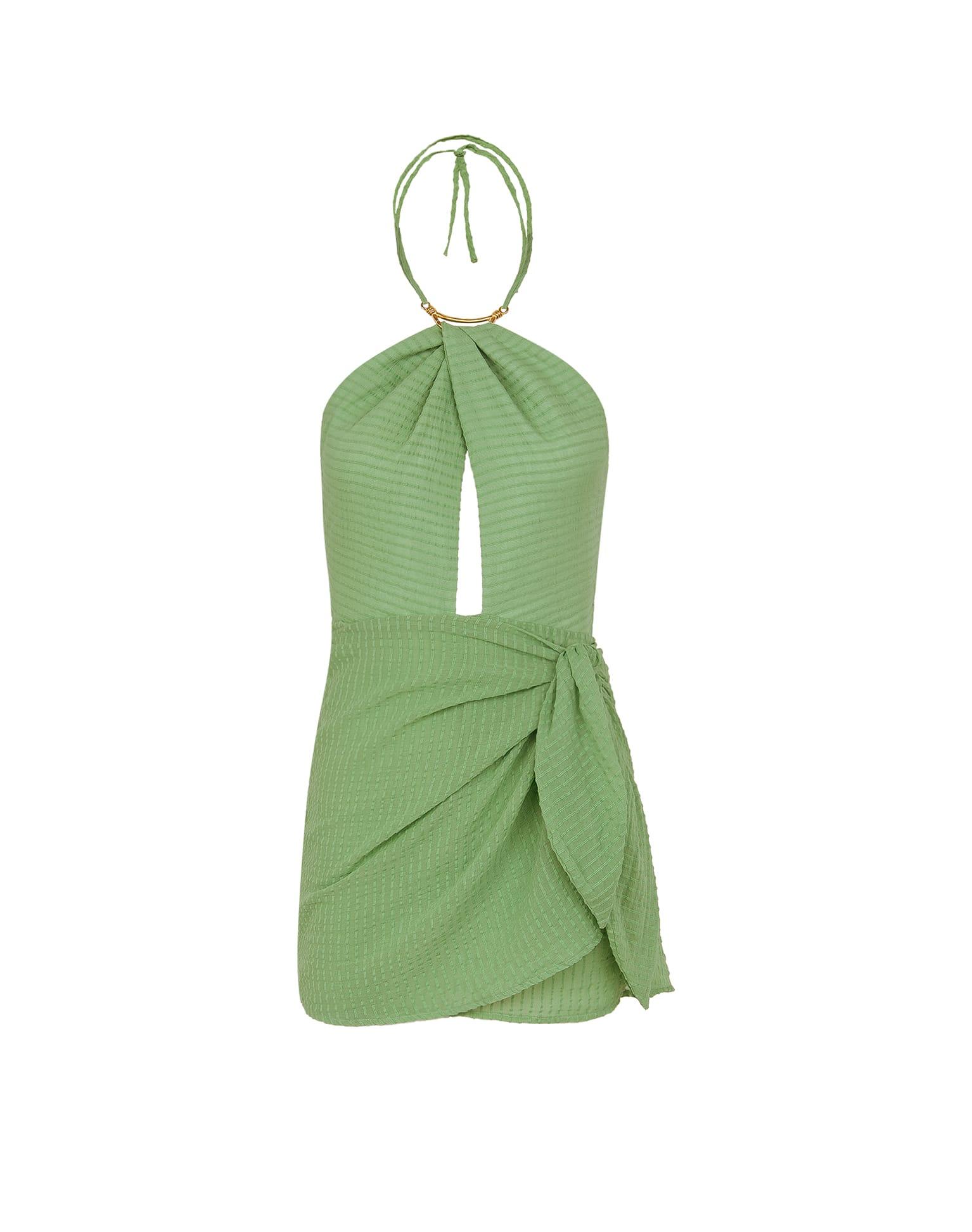 Camille Detail Short Dress - Aloe Product Image