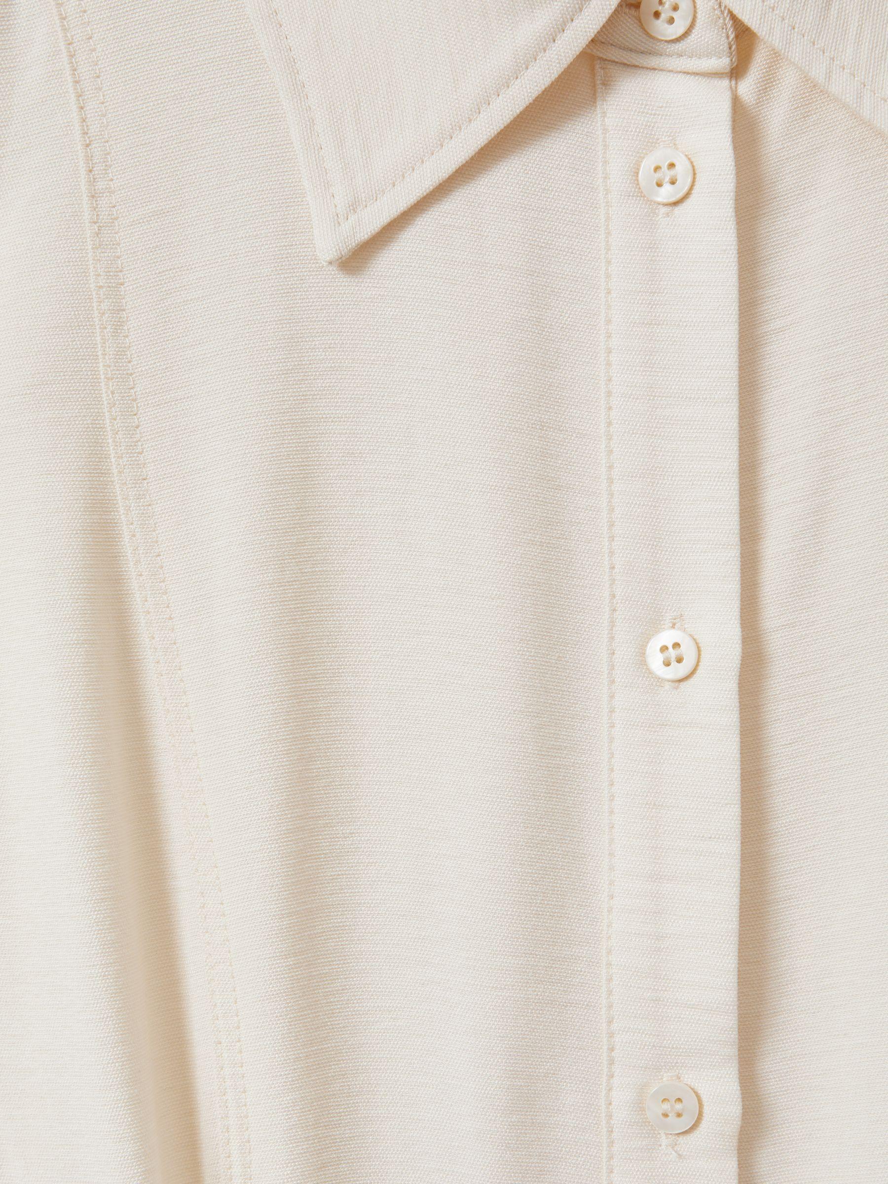 Viscose Blend Belted Shirt Dress in Cream Product Image