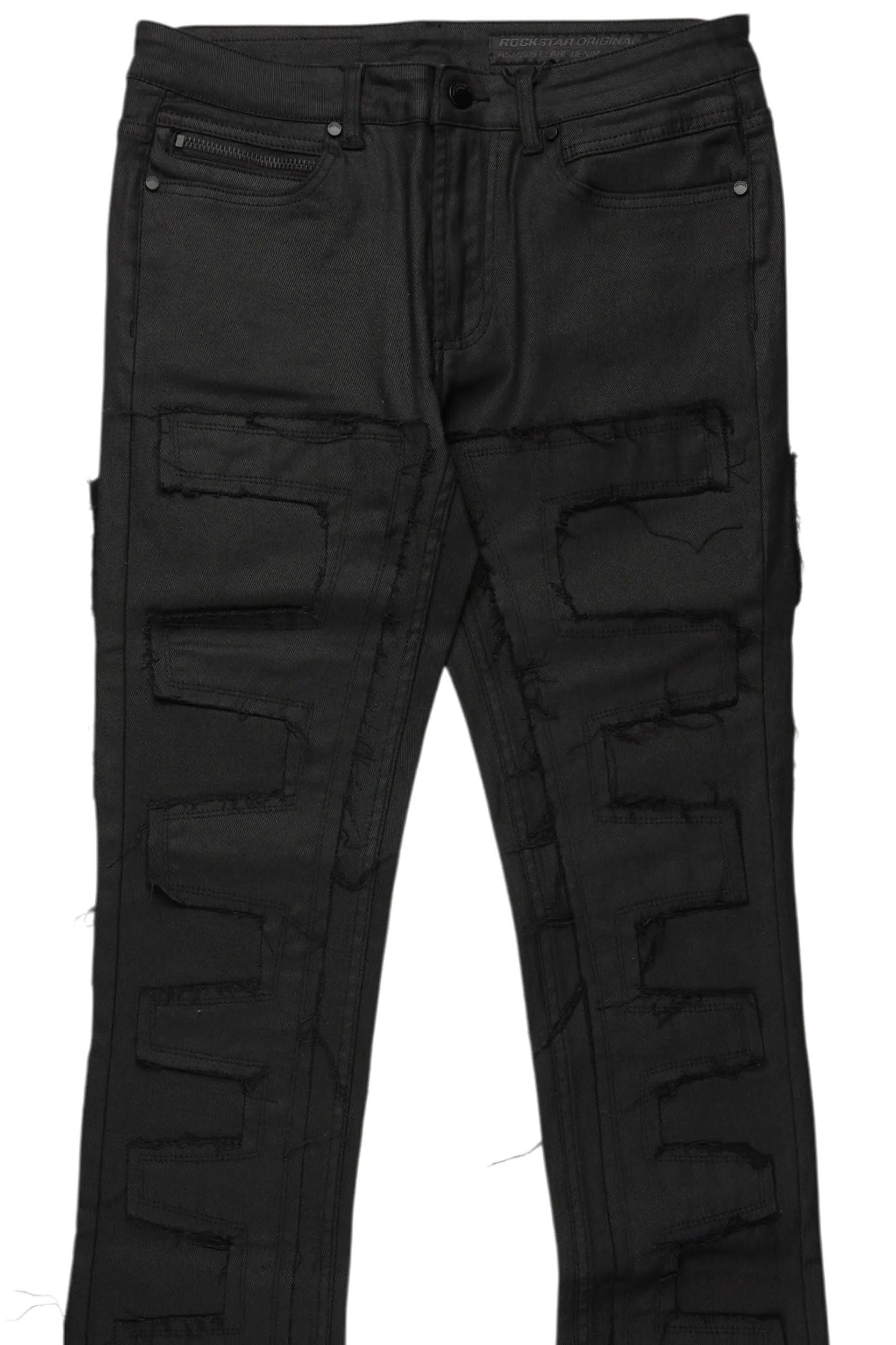 Shake Black Coated Stacked Flare Jean Male Product Image