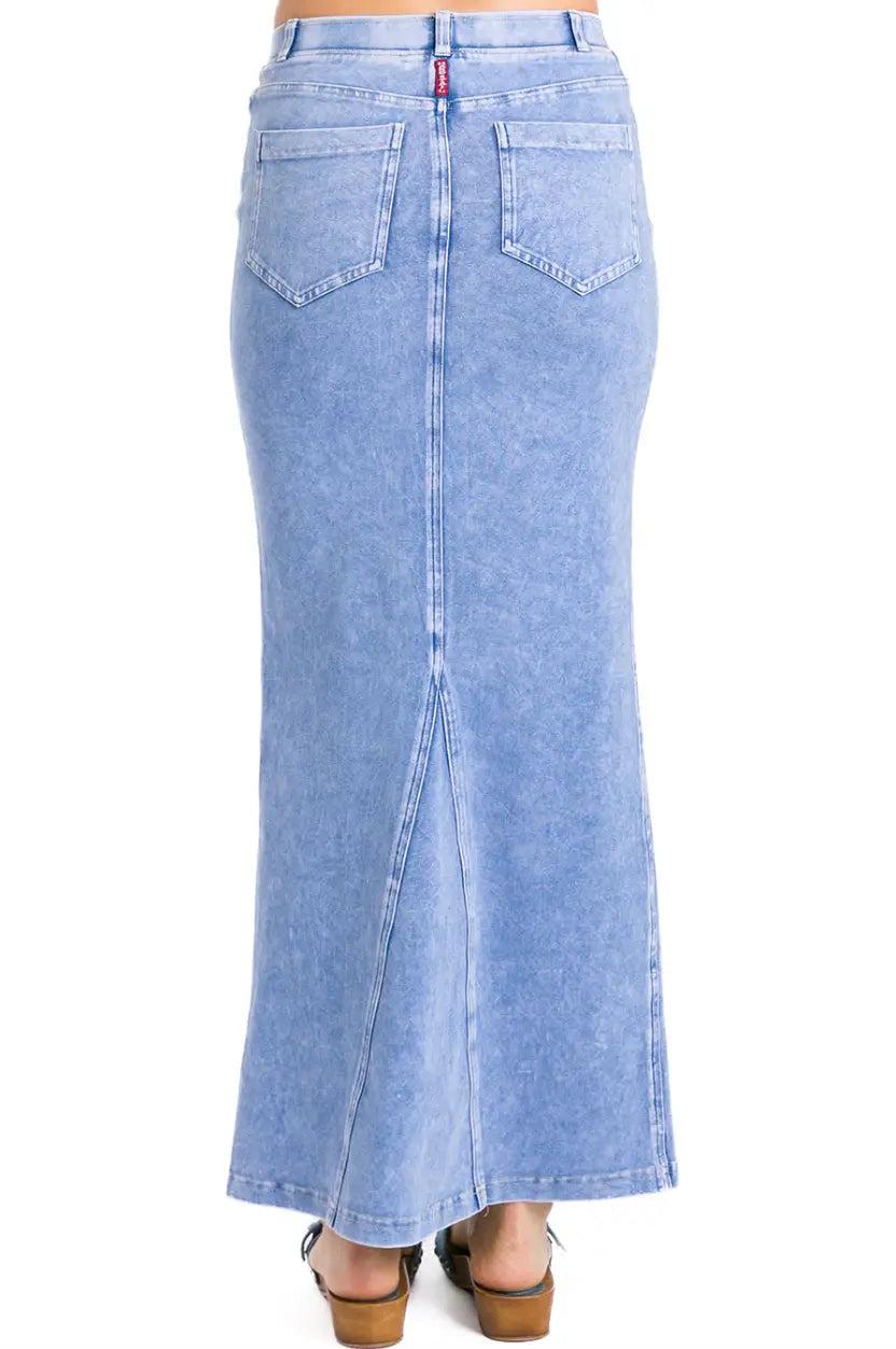 Hard Tail Long Denim Closed Slit Skirt (Style WJ-114) Product Image