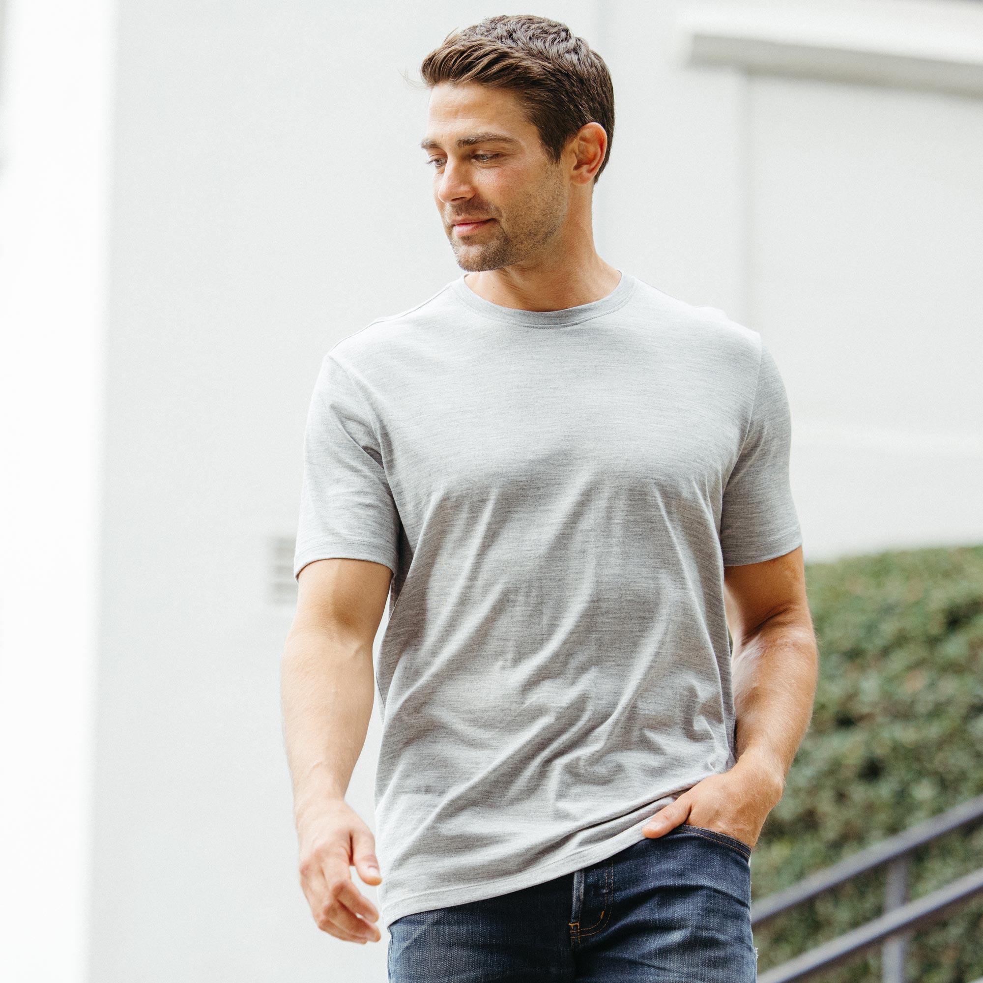 Merino Wool Crew Neck T-Shirt | Ochre Product Image