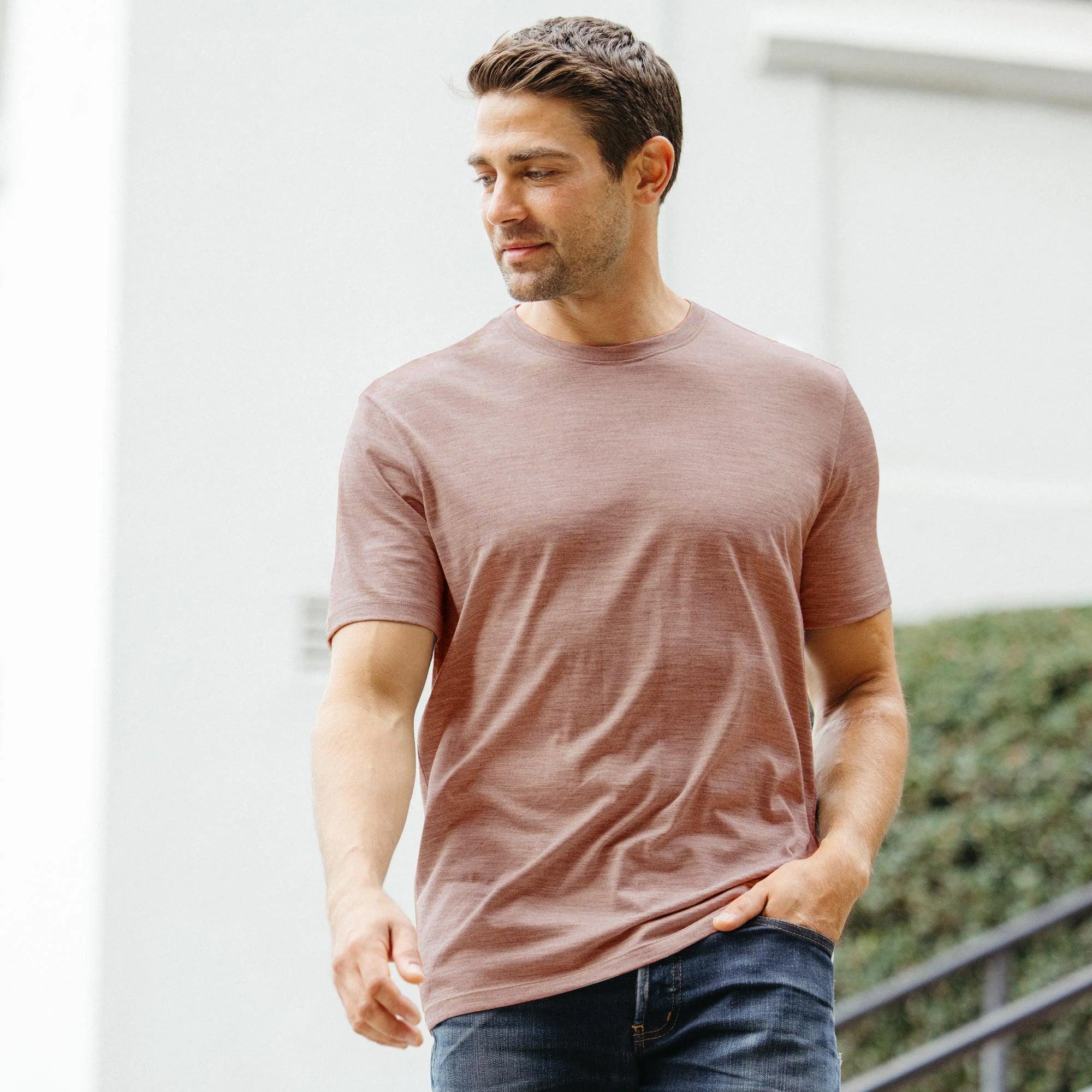 Merino Wool Crew Neck T-Shirt | Ash Brown Product Image