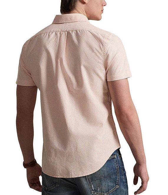 Polo Ralph Lauren Classic Fit Stripe Oxford Short Sleeve Woven Shirt Product Image